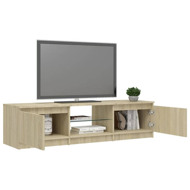 The Living Store TV-meubel Sonoma Eiken - Hifi-kast 140x40x35.5 cm - LED-verlichting