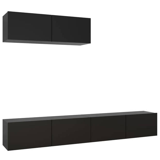 The Living Store TV Meubelset - 100 x 30 x 30 cm - zwart - spaanplaat