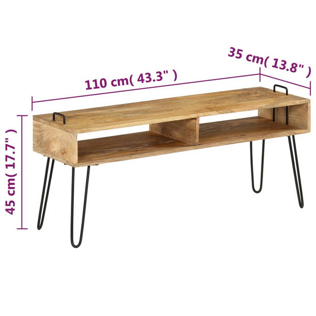 vidaXL Tv-meubel 110x35x45 cm massief mangohout