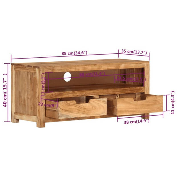 vidaXL Tv-meubel 88x35x40 cm massief acaciahout