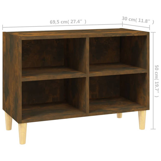 The Living Store Bedkastje Scandinavische Charme - Houten Poten - Gerookt Eiken - 69.5 x 30 x 50 cm - Stabiel en Stevig