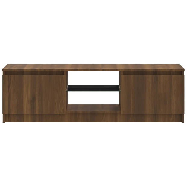 The Living Store TV-meubel Brown Oak - Wood - Glass - 120x30x35.5cm - RGB LED