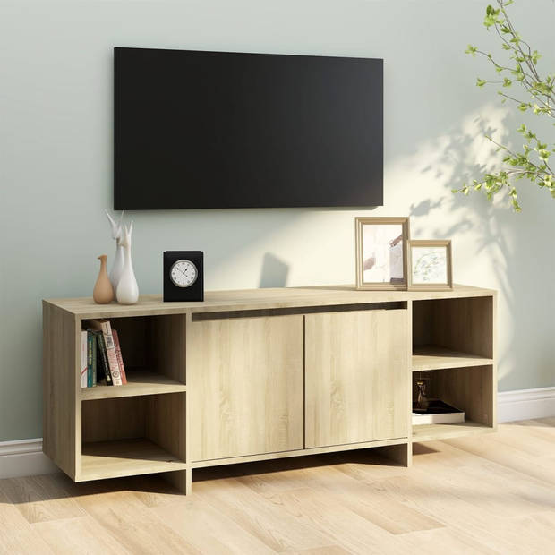 The Living Store Televisiemeubel - - TV-kast - 130 x 35 x 50 cm - Sonoma eiken