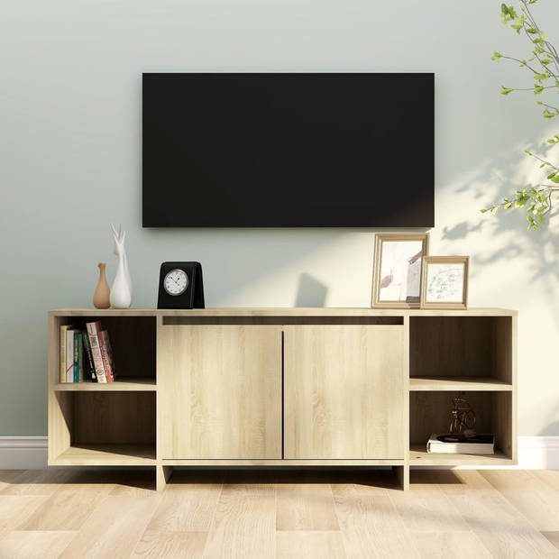 The Living Store Televisiemeubel - - TV-kast - 130 x 35 x 50 cm - Sonoma eiken