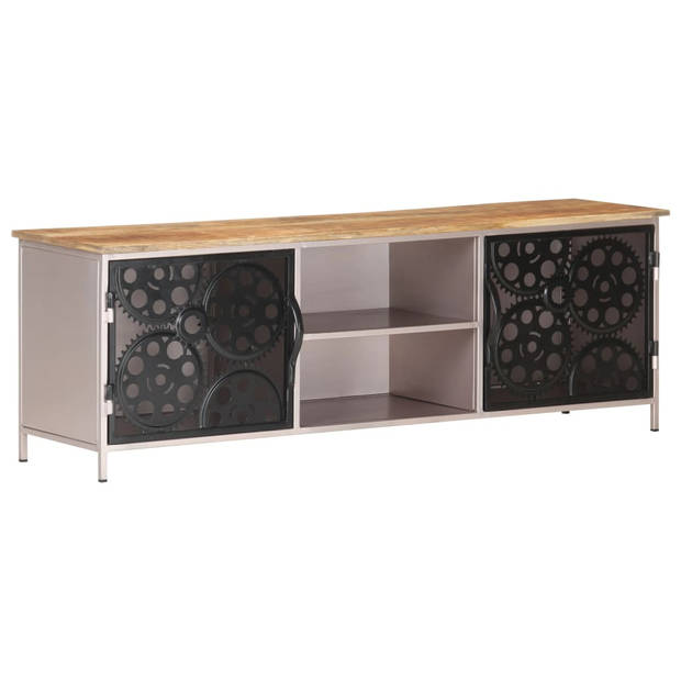 The Living Store TV-meubel Mangohout - 120x30x40 cm - met kettingbladen