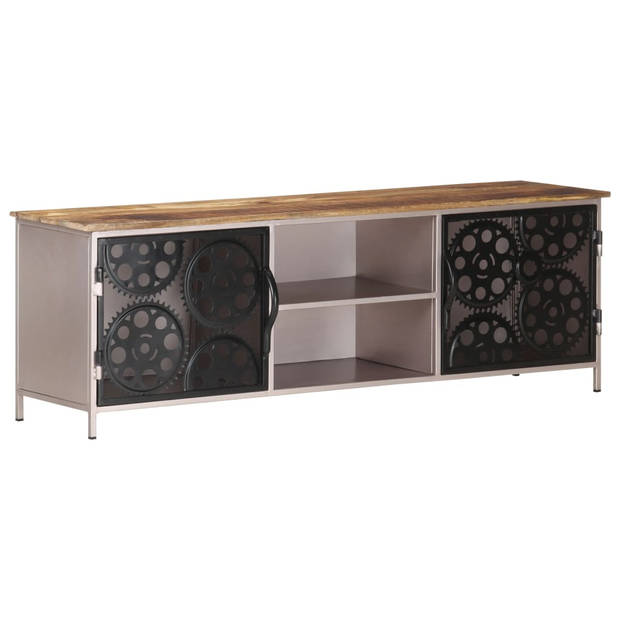 The Living Store TV-meubel Mangohout - 120x30x40 cm - met kettingbladen