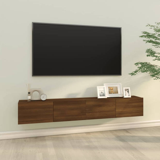 The Living Store Tv-meubel wandgemonteerd - 100 x 30 x 30 cm - bruineiken - hoogwaardig materiaal