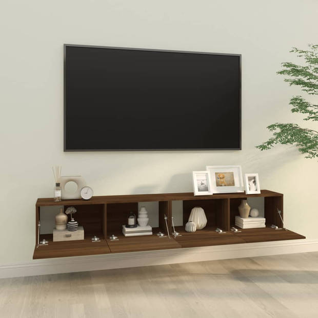 The Living Store Tv-meubel wandgemonteerd - 100 x 30 x 30 cm - bruineiken - hoogwaardig materiaal