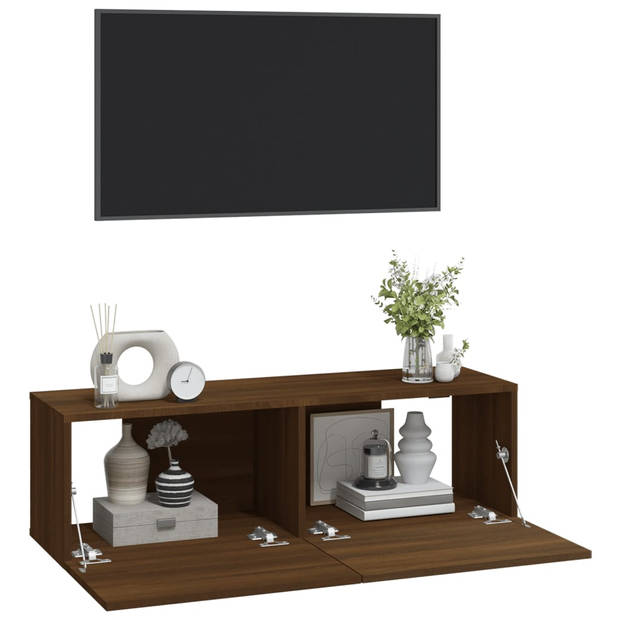 vidaXL Tv-wandmeubels 2 st 100x30x30 cm hout bruin eikenkleurig