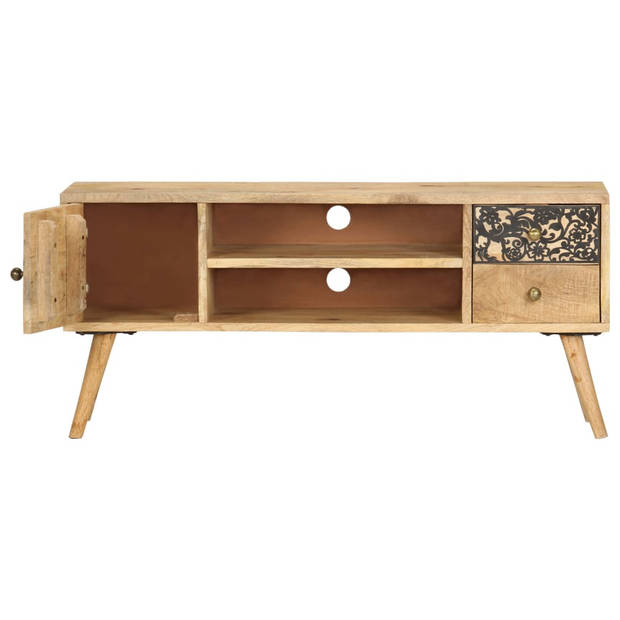 The Living Store Retro TV-meubel - Massief mangohout - 100 x 30 x 45 cm - Industriële stijl