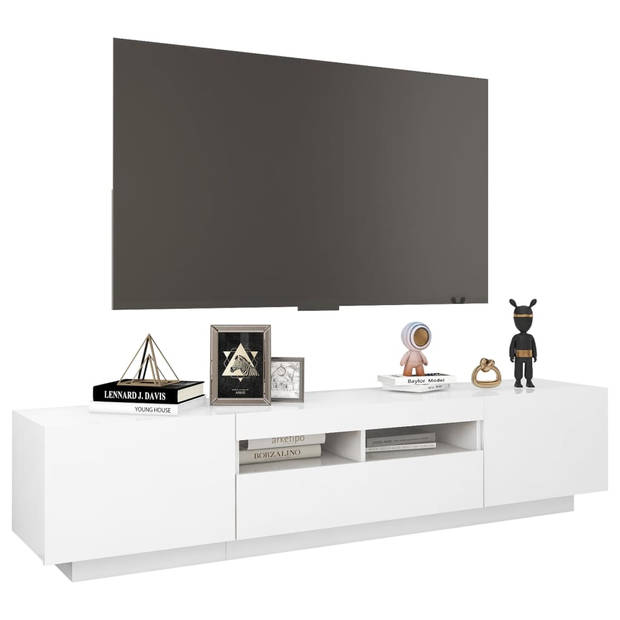 The Living Store TV-meubel XYZ - TV-meubel - 180 x 35 x 40 cm - Met LED-verlichting - Wit