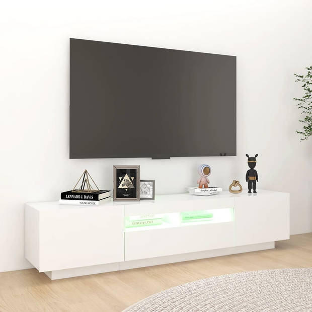 The Living Store TV-meubel XYZ - TV-meubel - 180 x 35 x 40 cm - Met LED-verlichting - Wit