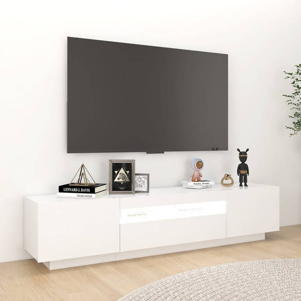 The Living Store TV-meubel XYZ - TV-meubel - 180 x 35 x 40 cm - Met LED-verlichting - Wit