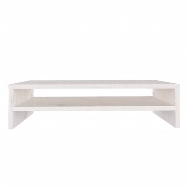 The Living Store Monitorstandaard - Grenenhout - 50 x 24 x 13 cm - Wit