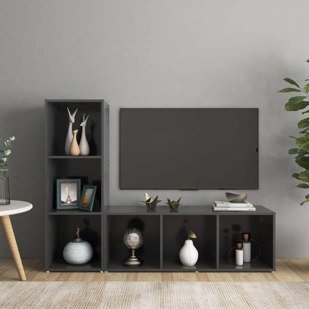 The Living Store Televisiekast TV-meubel - 107 x 35 x 37 cm - grijs