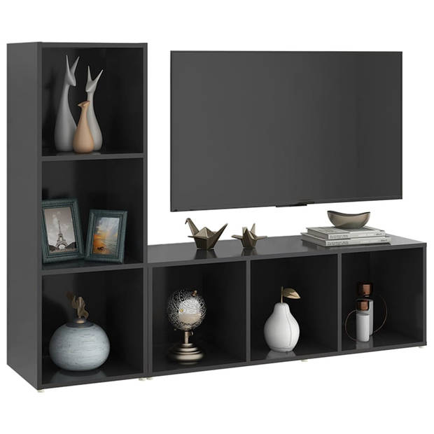 The Living Store Televisiekast TV-meubel - 107 x 35 x 37 cm - grijs
