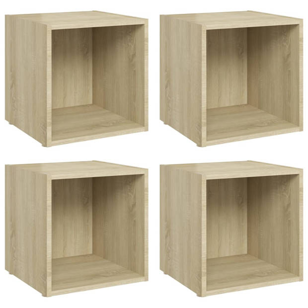 The Living Store TV-meubelen - Stabiele en duurzame spaanplaatstereos - Afmetingen- 37x35x37 cm - Kleur- sonoma eiken
