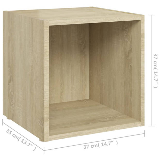 vidaXL Tv-meubelen 2 st 37x35x37 cm bewerkt hout sonoma eikenkleurig