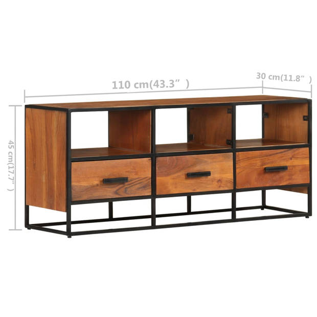 The Living Store Televisiemeubel - Hifi-kast - 110x30x45 cm - Massief acaciahout