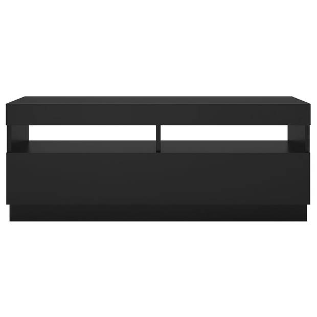 The Living Store TV-meubel - LED-verlichting - Zwart - Bewerkt hout - 100x35x40 cm - USB-aansluiting