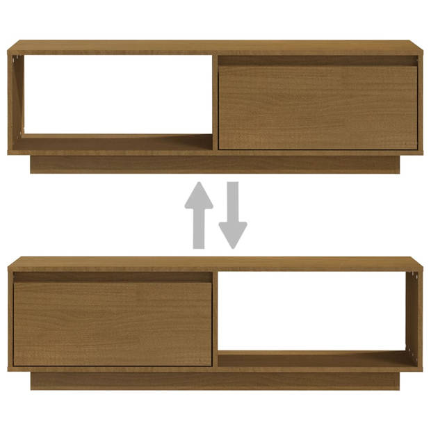 vidaXL Tv-meubel 110x30x33,5 cm massief grenenhout honingbruin