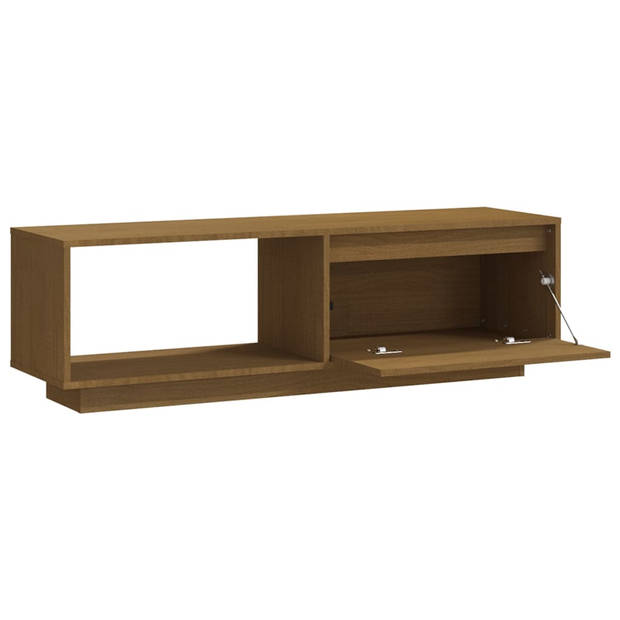 The Living Store TV-meubel - Grenenhout - 110 x 30 x 33.5 cm - Honingbruin