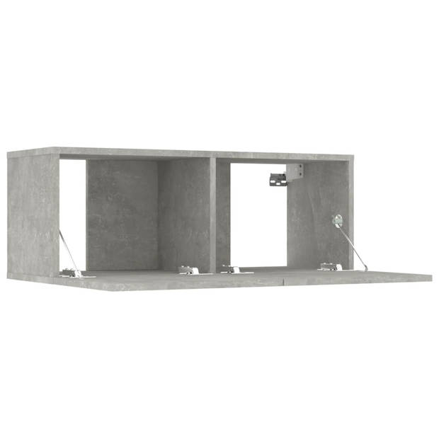 The Living Store TV-meubelset - Betongrijs - 80 x 30 x 30 cm - Wandgemonteerd - Bewerkt hout