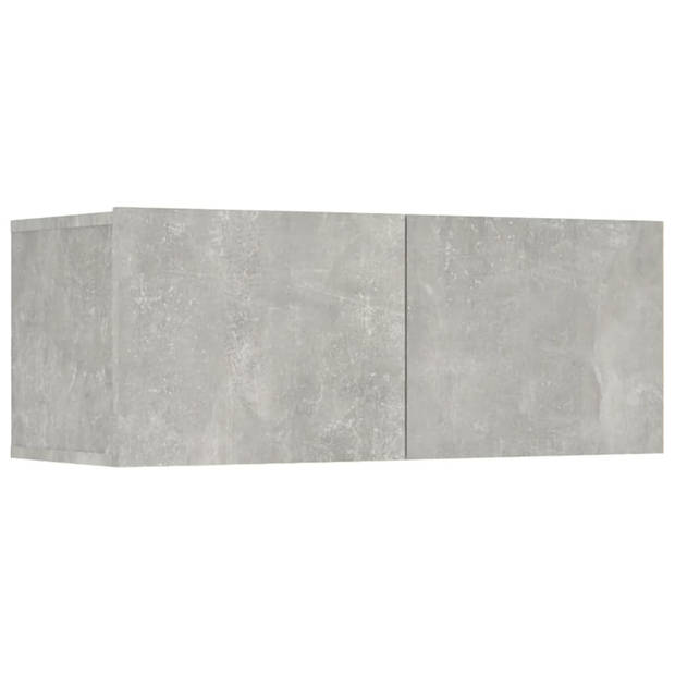 The Living Store TV-meubelset - Betongrijs - 80 x 30 x 30 cm - Wandgemonteerd - Bewerkt hout