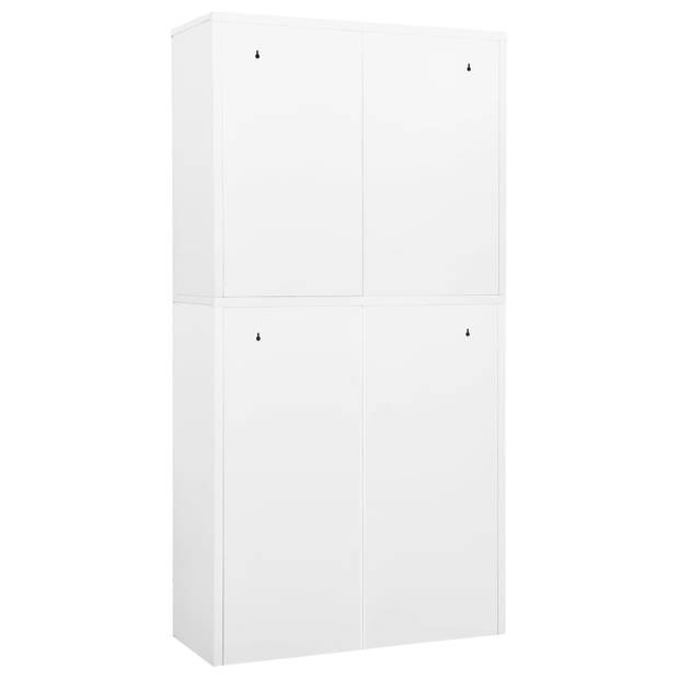 The Living Store Archiefkast Staal - 90x40x180 cm - Wit
