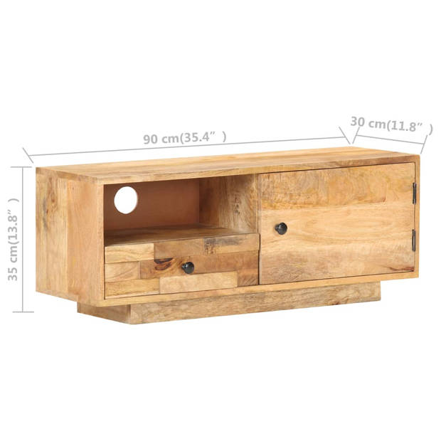 The Living Store Tv-meubel Massief Mangohout 90x30x35 cm - Klassieke stijl