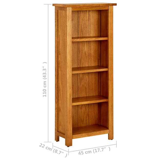 vidaXL Boekenkast met 4 schappen 45x22x110 cm massief eikenhout