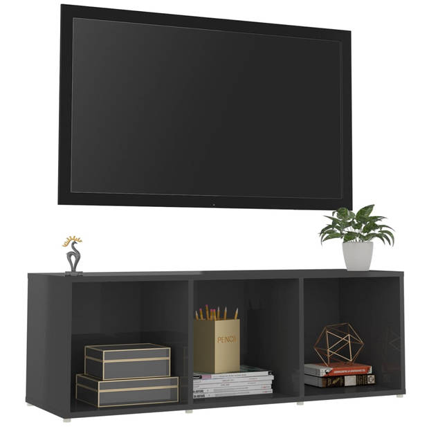 The Living Store Televisiekast Classic TV - 107 x 35 x 37 cm - Hoogglans Grijs