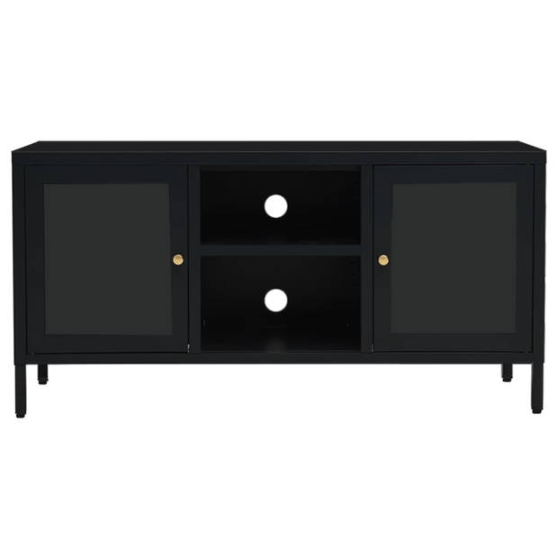 The Living Store Televisiekast - Zwart - 105 x 35 x 52 cm - Stalen constructie