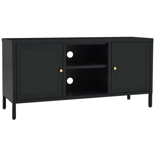 The Living Store Televisiekast - Zwart - 105 x 35 x 52 cm - Stalen constructie