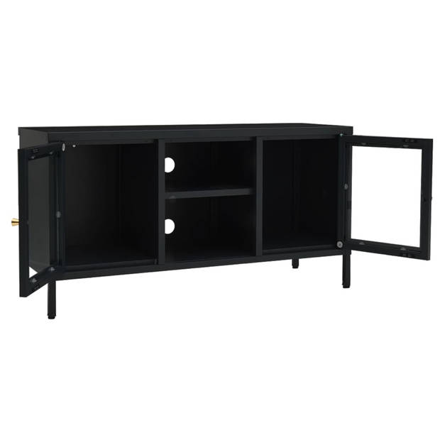 The Living Store Televisiekast - Zwart - 105 x 35 x 52 cm - Stalen constructie