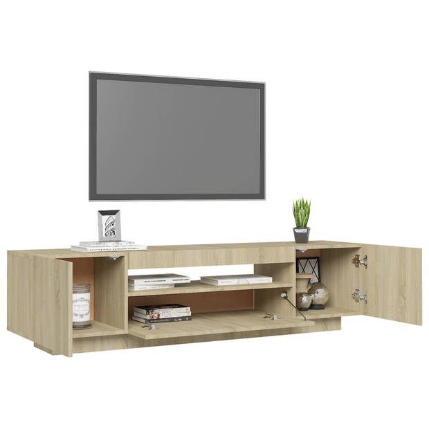 The Living Store TV-meubel Sonoma Eiken - 160 x 35 x 40 cm - LED-verlichting