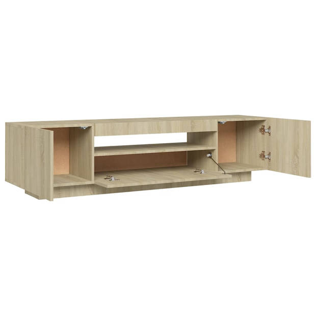 The Living Store TV-meubel Sonoma Eiken - 160 x 35 x 40 cm - LED-verlichting