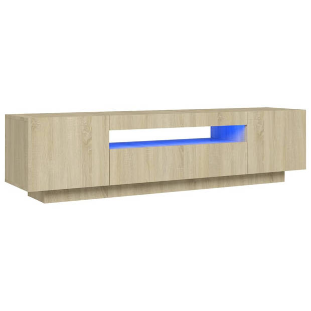 The Living Store TV-meubel Sonoma Eiken - 160 x 35 x 40 cm - LED-verlichting