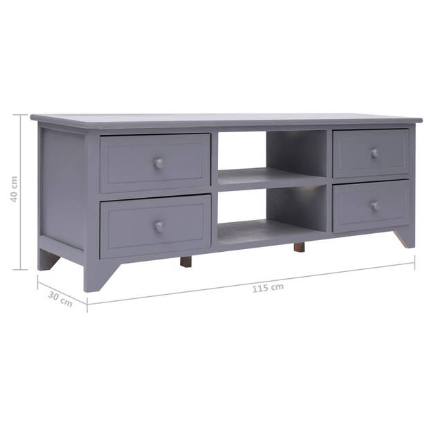 vidaXL Tv-meubel 115x30x40 cm paulowniahout grijs