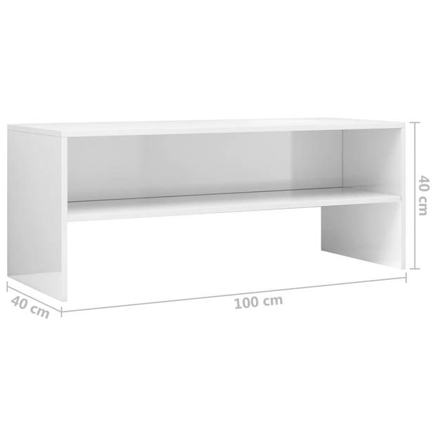 The Living Store Vintage TV-meubel - bewerkt hout - hoogglans wit - 100x40x40cm