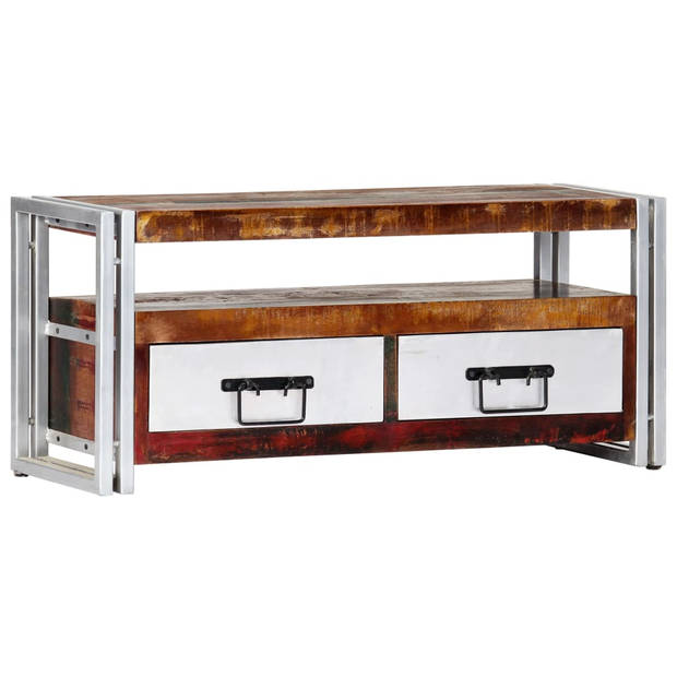 The Living Store TV-meubel Vintage Stijl - 90 x 30 x 40 cm - Massief gerecycled hout