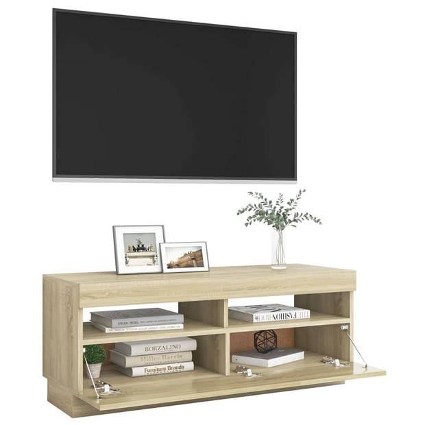 The Living Store Tv-meubel - LED-verlichting - sonoma eiken - 100x35x40cm - USB-aansluiting