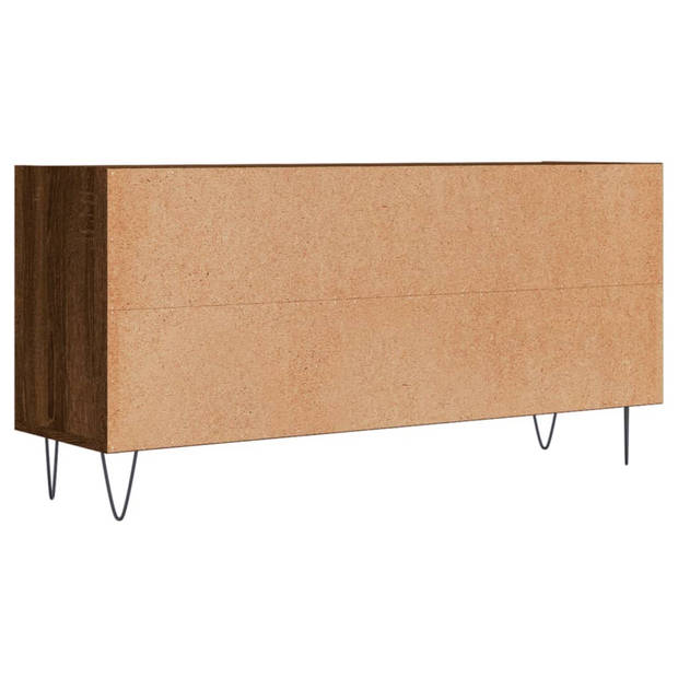 The Living Store Tv-meubel - Bruineiken - 103.5 x 30 x 50 cm - opbergruimte - stabiel tafelblad - ijzeren poten