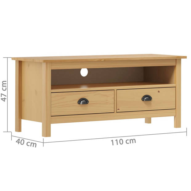 The Living Store Hill TV-meubel - Massief grenenhout - 110x40x47cm - Honingbruin