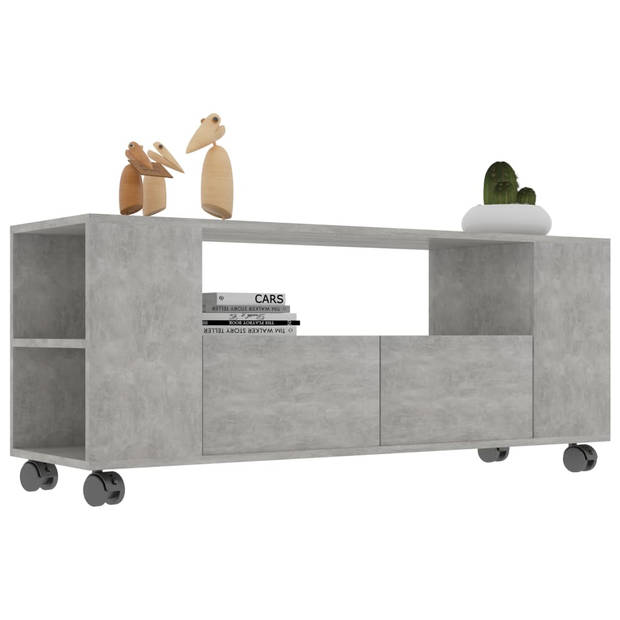 The Living Store TV-meubel Classic 120x35x48 cm - Bewerkt Hout - Betongrijs