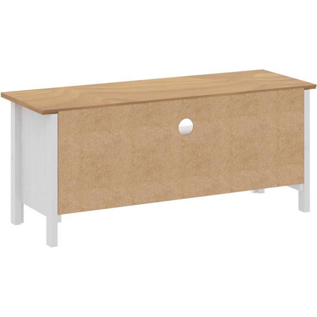 The Living Store Hill TV-meubel - 110x40x47 cm - Massief grenenhout - Wit en honingbruin