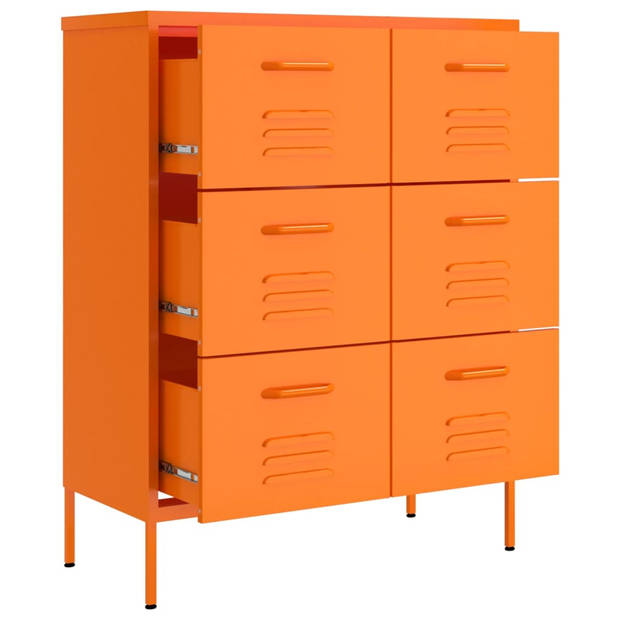 The Living Store Ladekast - Ladekasten - 80x35x101.5 cm - Staal - Oranje