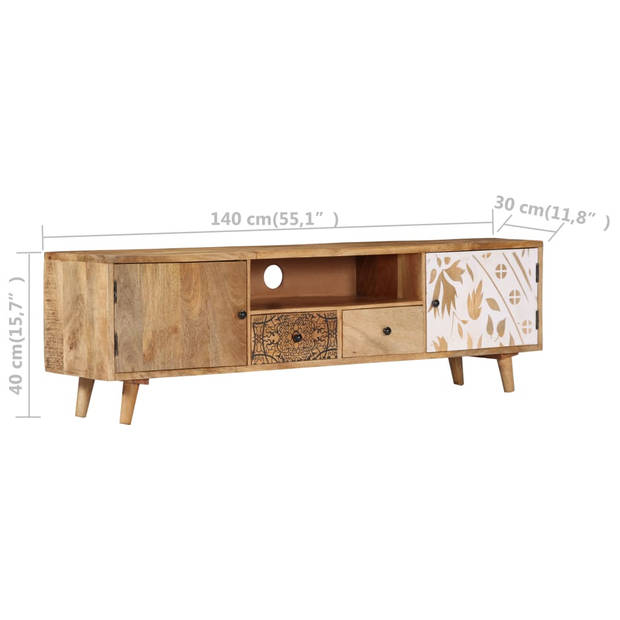 vidaXL Tv-meubel 140x30x40 cm massief mangohout