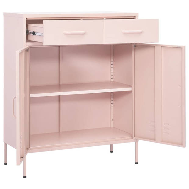 The Living Store Opbergkast - Staal - 80 x 35 x 101.5 cm - Roze