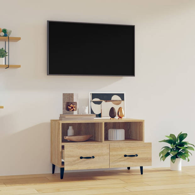 The Living Store TV-meubel Sonoma Eiken - Media Kast 80x36x50 cm - Stevig en Vochtbestendig